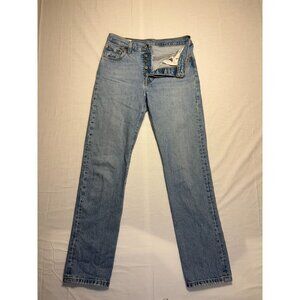 Levis 501 Jeans Women 25x30 Button Fly Light Wash Blue Stretch Denim Classic Fit